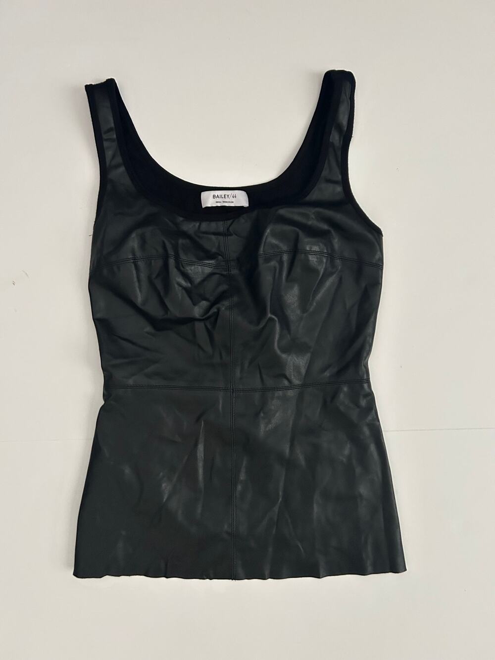 Bailey 44 Black Faux Leather Sleeveless Top Size Small